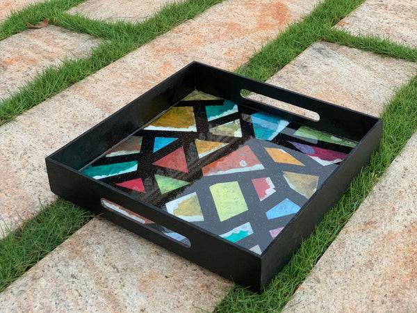 Abstract pearl painting tray